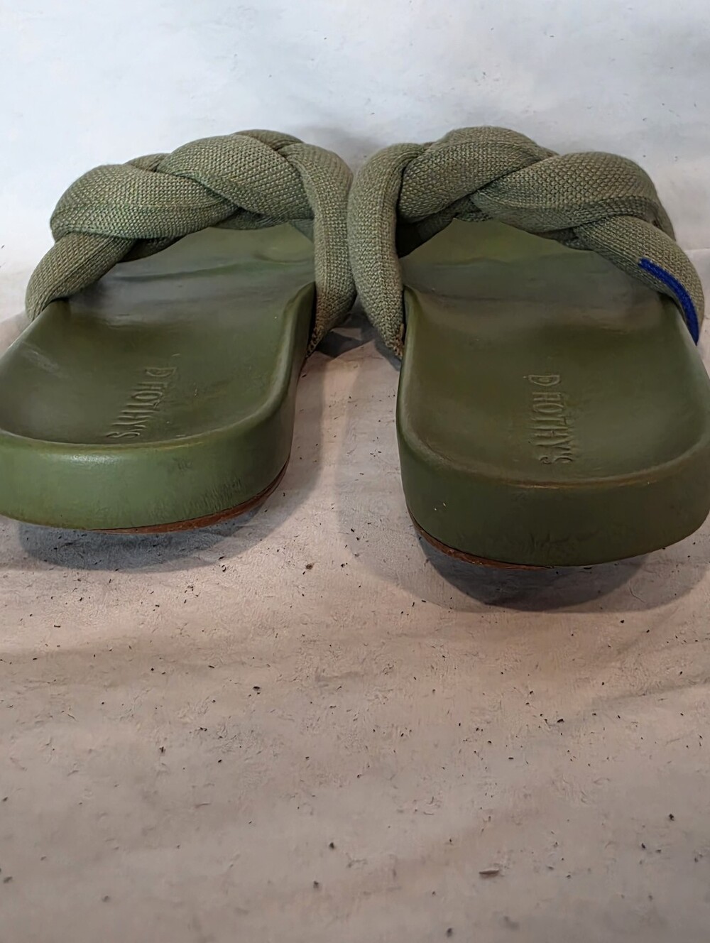 Rothy's Bubble Slide Sandals Size 10 Olive Green Braided - Picture 6 of 13